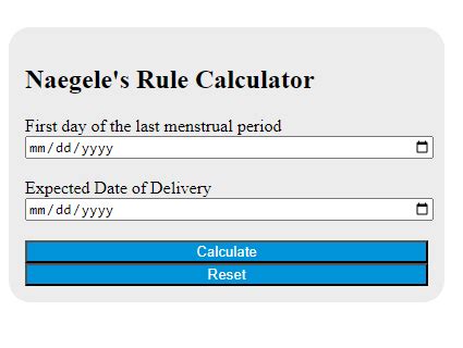 edd using naegele's rule calculator