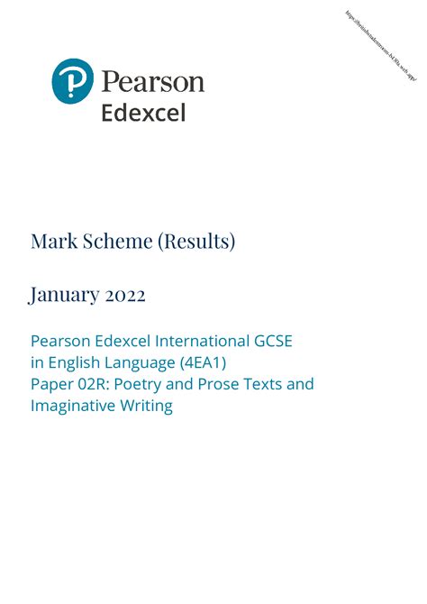 edexcel igcse english language mark scheme 2022