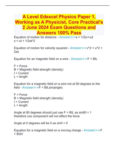 Edexcel Physics Answers