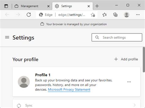 edge browser is managed by your organisation