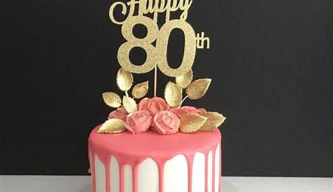 NUMBER AGE 80TH BIRTHDAY CAKE TOPPER IN CHOC, GOLD AND CREAM - Handmade