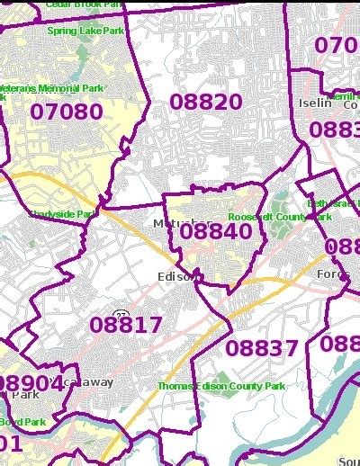 edison nj zip code