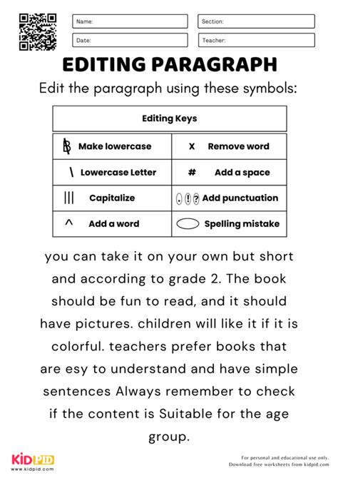edit a paragraph worksheet