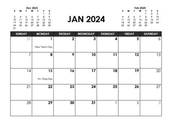 Editable 2024 Monthly Calendar Template Word