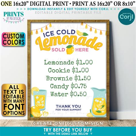 Editable Lemonade Stand Printable
