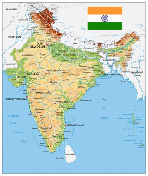 India Physical Map Ad India, Ad, Physical, Map India map