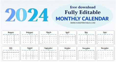 Editable Printable Calendar 2024