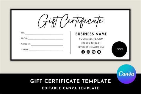 Editable Printable Gift Certificate With Logo