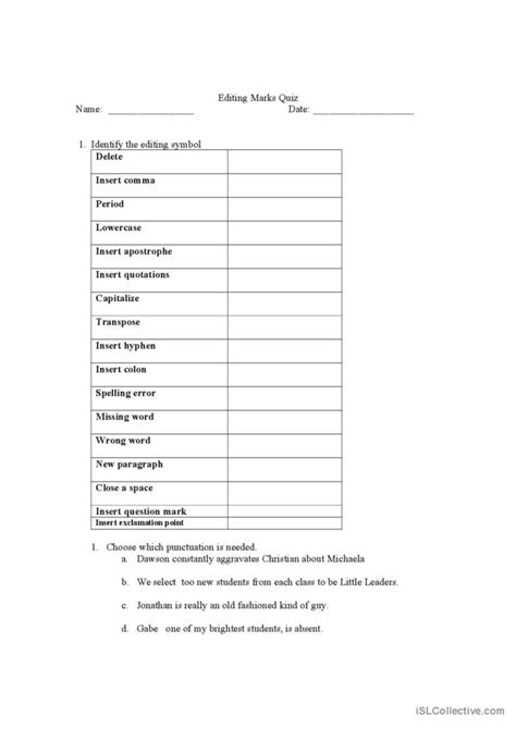 Editing Marks Practice Exercises