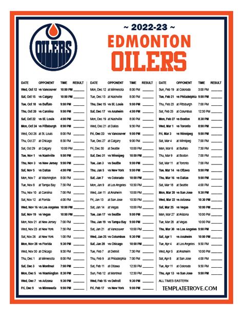 edmonton oilers 2022 schedule