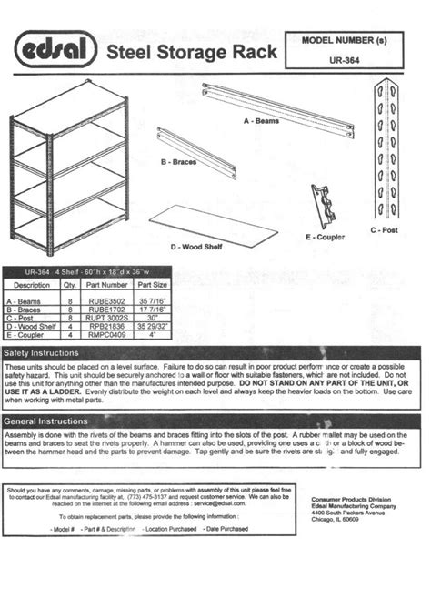 Edsal Rack Instructions