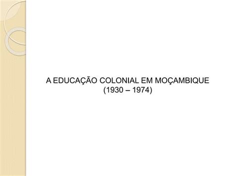 educacao colonial em mocambique pdf