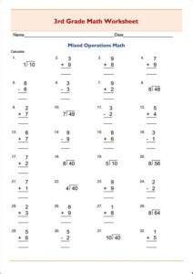 Education Com Worksheets Answer Key 3Rd Grade Math