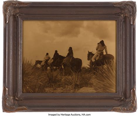 Edward S. Curtis Three Native Americans on Horseback Vintage Print For