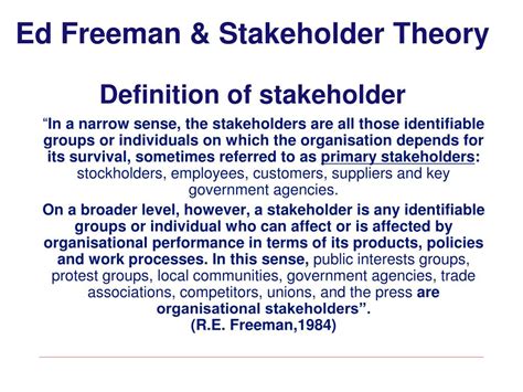 edward freeman stakeholder theory 1984
