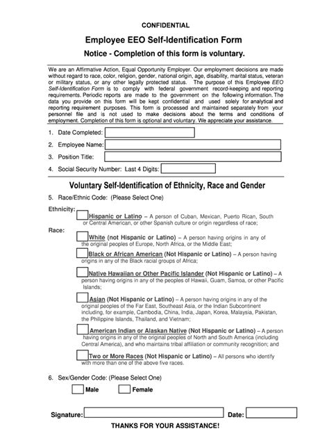 eeo self identification form template