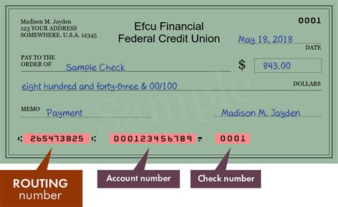 efcu financial routing number