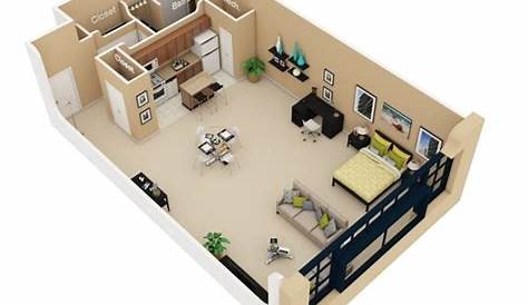 Bedroom Studio House Plans Efficiency Open Plan Efficient One Room