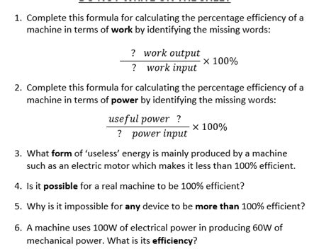 efficiency questions physics