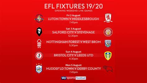 efl football league fixtures