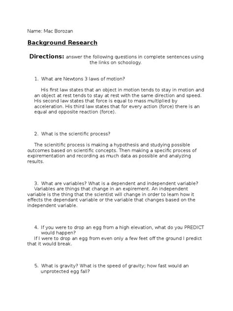 Egg Drop Background Information