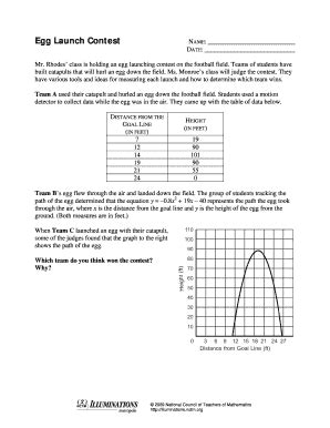 Egg Launch Contest Math Worksheet Answers