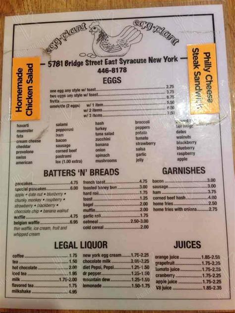 Egg Plant Menu