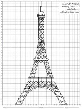 Eiffel Tower Draw On Graph Paper With The Plot Points