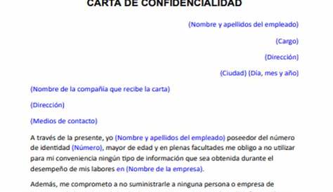 Carta De Confidencialidad Formatos Y Ejemplos Mil Formatos | Images and
