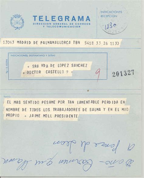 Archivo General Región de Murcia. JLS,998/3,1 / Telegrama de la empresa