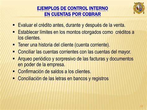 ejemplos de control interno de ingresos