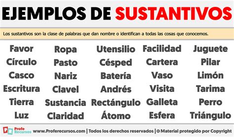 100 Ejemplos de Sustantivos (explicado)
