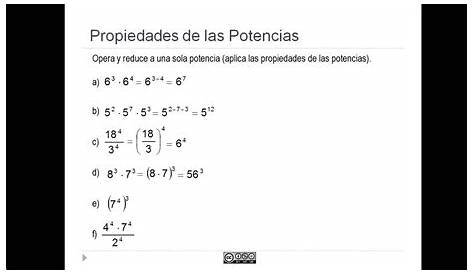 Las potencias Reglas y fichas con ejercicios para repasar