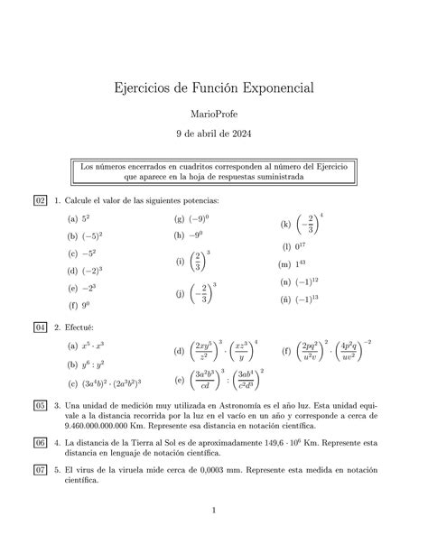 Función Exponencial. Ejercicios YouTube