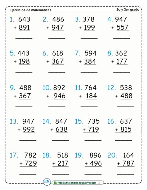 10 divertidos ejercicios de matemáticas para niños de segundo grado