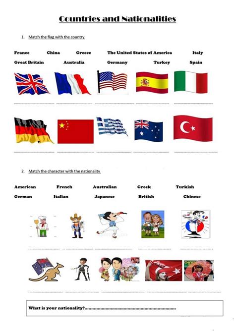 ejercicios nacionalidades en ingles