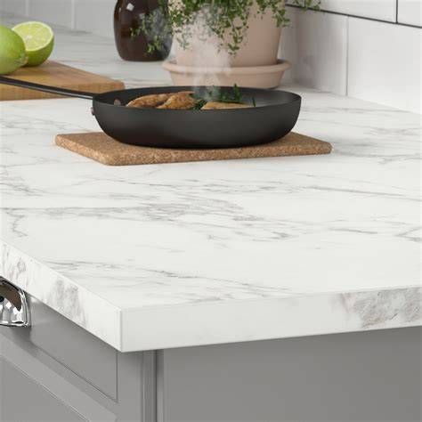 EKBACKEN Countertop, white marble effect, laminate, 74x1 1/8" IKEA