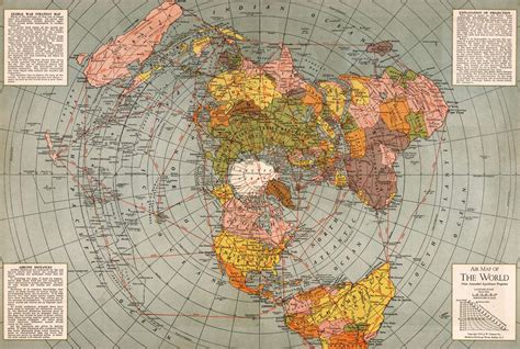 Azimuthal Equidistant Map of the Earth (Without Dial Arms)