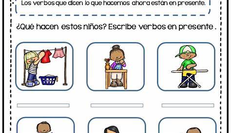 El verbo - Ficha interactiva | Spanish writing, 1st grade writing