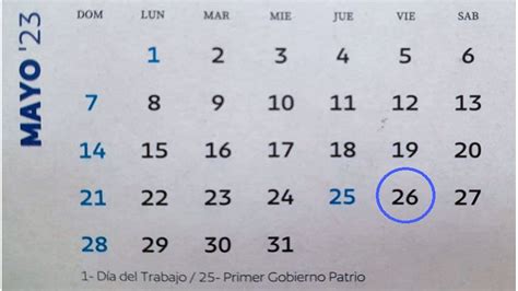 el 26 de mayo es feriado