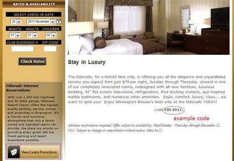 El Dorado Hotel Promo Code