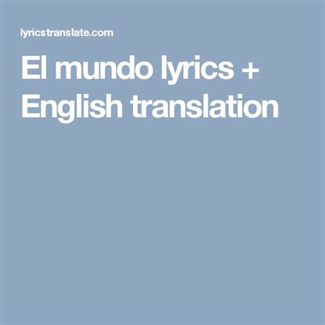 el mundo lyrics english