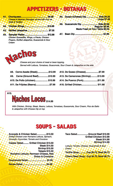 el paso mexican restaurant menu