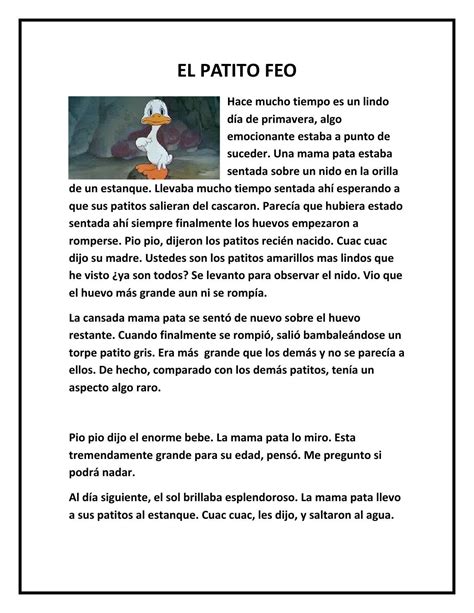 el patito feo en letra