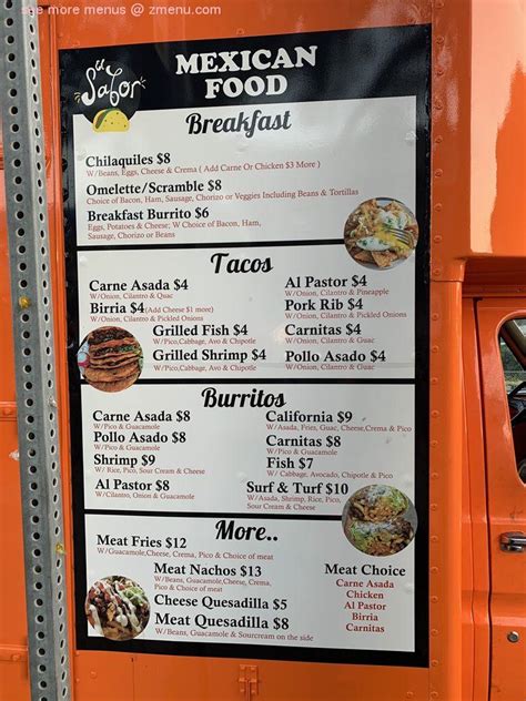 el sabor del bajio food truck menu