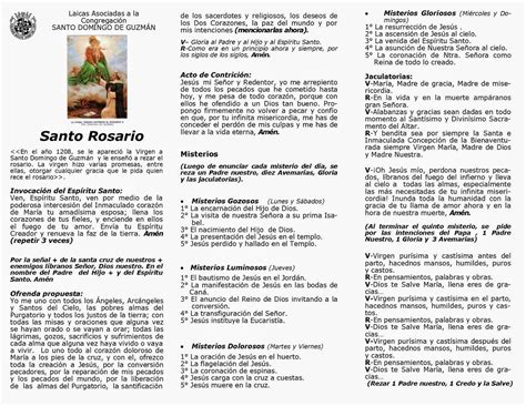 el santo rosario escrito completo