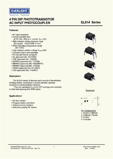 El814 Optocoupler Datasheet