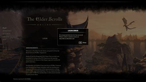 elder scrolls online can't login