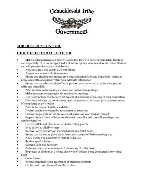 electoral officer job description