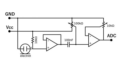 Electret Microphone Preamplifier Schematics